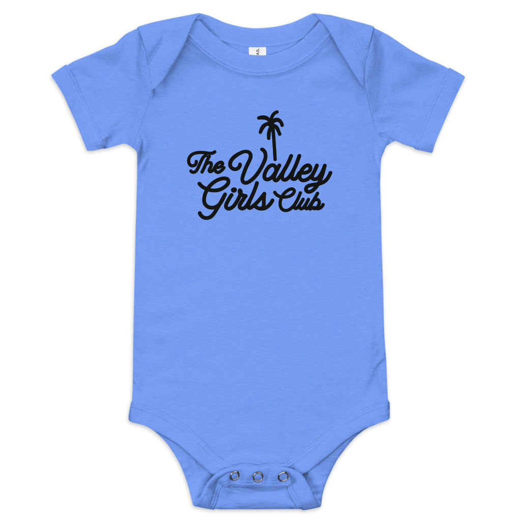 Retro Valley Girls Club baby onesie blue infant bodysuit by AniVani