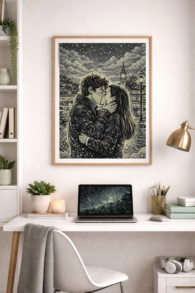 Gilmore Girls Poster – Rory & Jess Romantic Art Print | Stars Hollow Gift Greyscale Wall Art