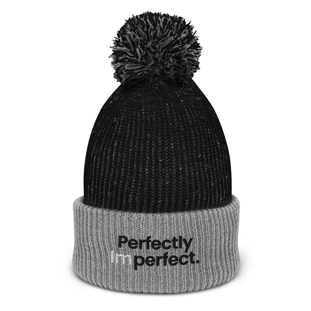 Perfectly Imperfect Pom-Pom Beanie Black & Grey